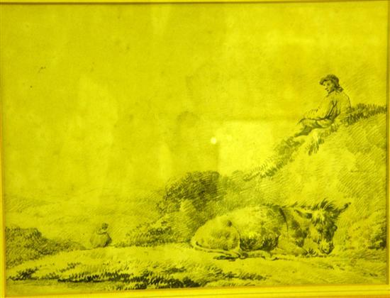 ATTRIBUTED TO GEORGE MORLAND Donkey and figure resting and another