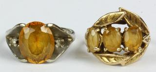 Lot of 2 Citrine white and yellow gold rings Lot