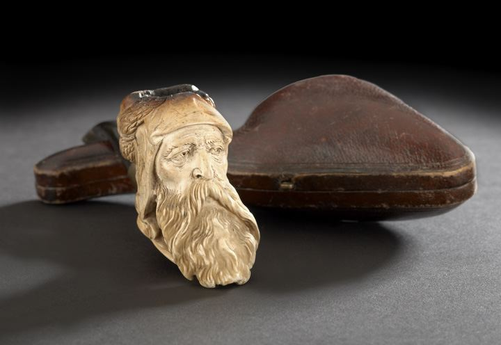 German Old Bearded Man Carved Meerschaum Pipe fourth quarter 19th