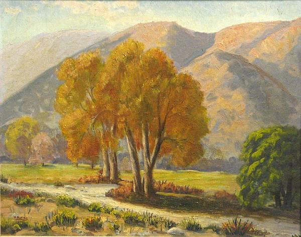 Stuart MacDonald Burns American 20th century Autumn trees in a