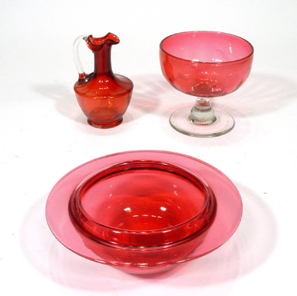 Victorian Cranberry glass sundae dish a Cranberry glass muffin dish