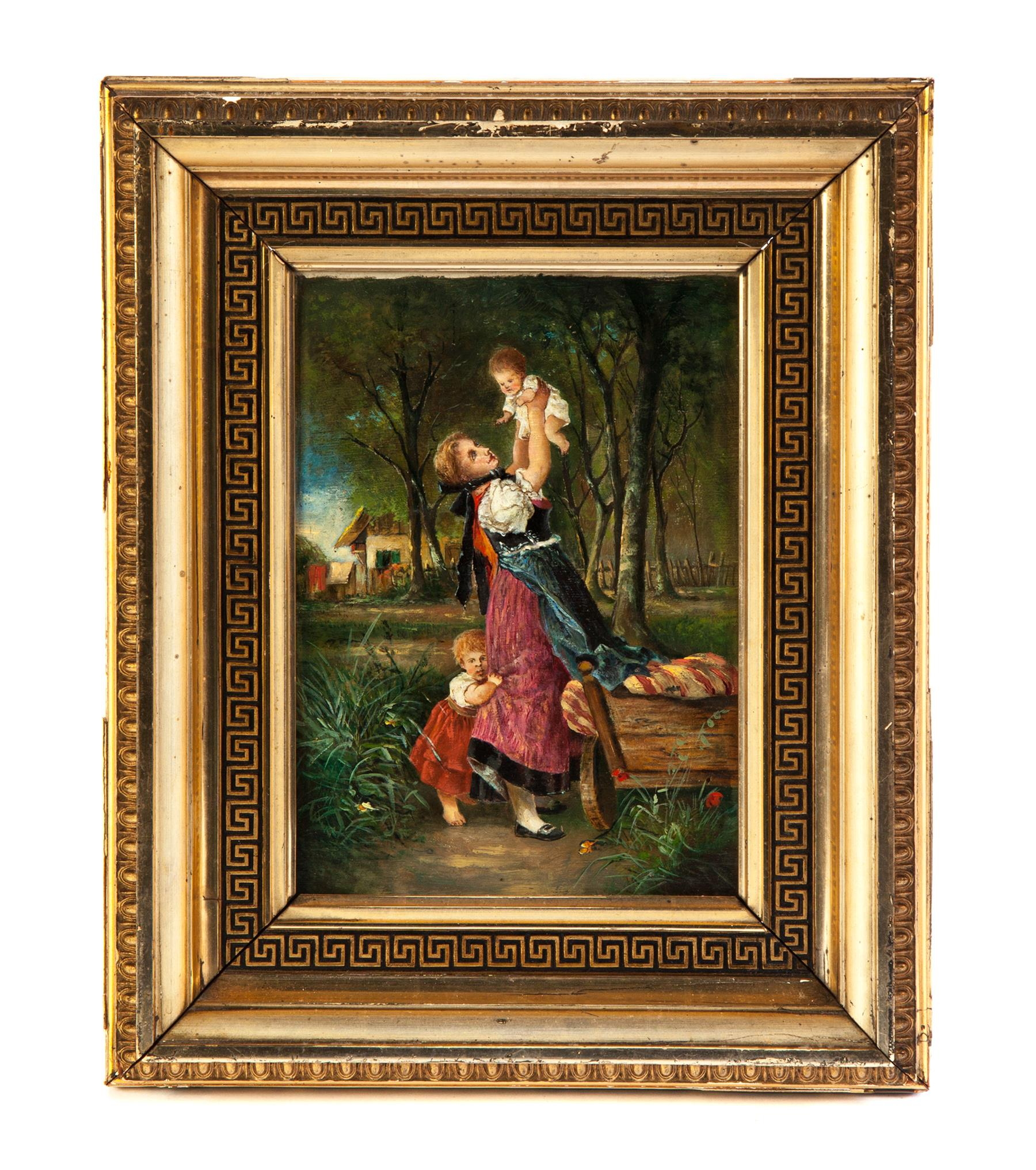 PAINTING OF MOTHER AND TWO CHILDREN Germany 2nd half 19th