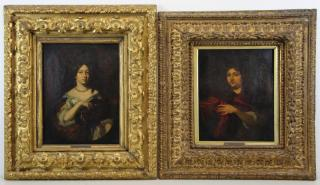 MAES Nicoleas Pair of Oil on Canvas Portraits Housed in
