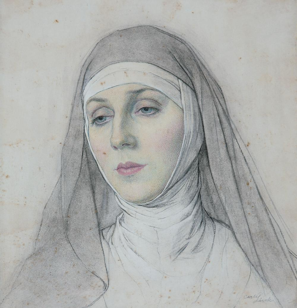 Carly Link American 20th c Portrait Study of a Young