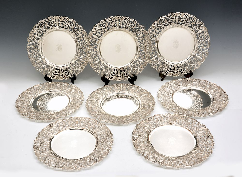 Eight 8 Shreve Co sterling silver chargers Eight Shreve Co