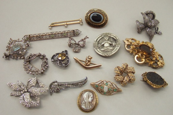 A marcasite set brooch designed as a flowerhead a Victorian