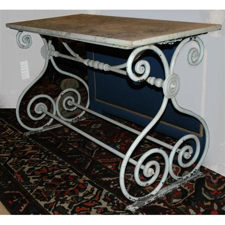 Victorian Marble Top Painted Iron Table Estimate 300 400