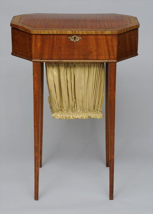 GEORGE III INLAID SATINWOOD AND ASHWOOD BANDED WORK TABLE The