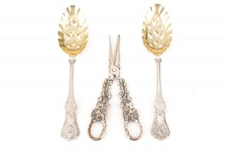 Pair of Sterling Berry Spoons Scissors Dominick Haff American New