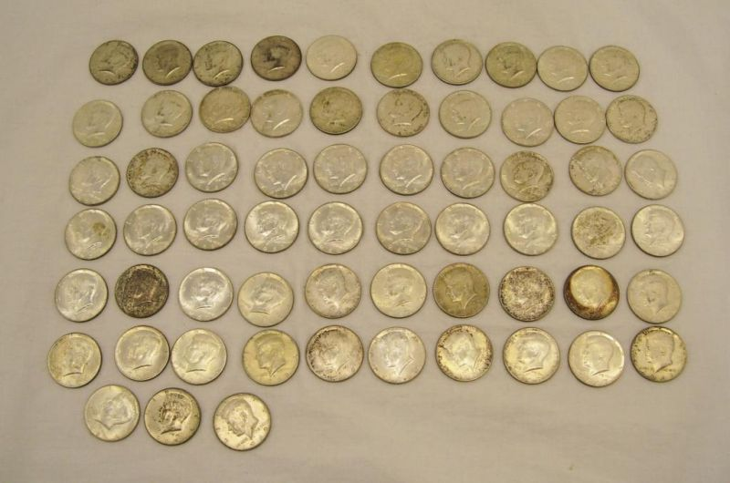 63 Silver Clad Kennedy Half Dollars