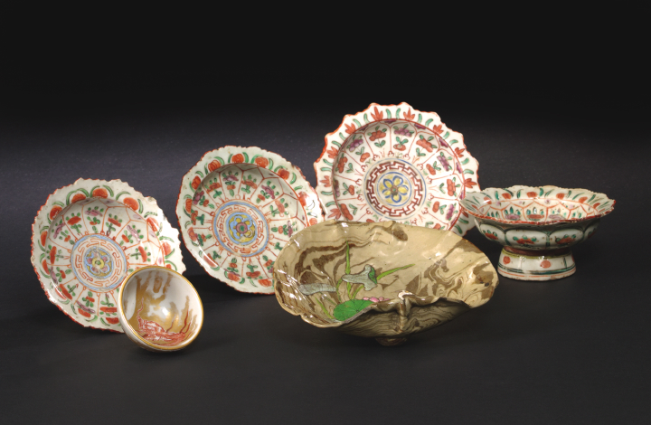 Six Piece Group of Oriental Pottery Articles first quarter 20th