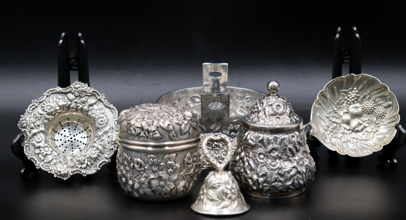 STERLING GROUPING OF STERLING BALTIMORE STYLE Hollowware Including a monogrammed