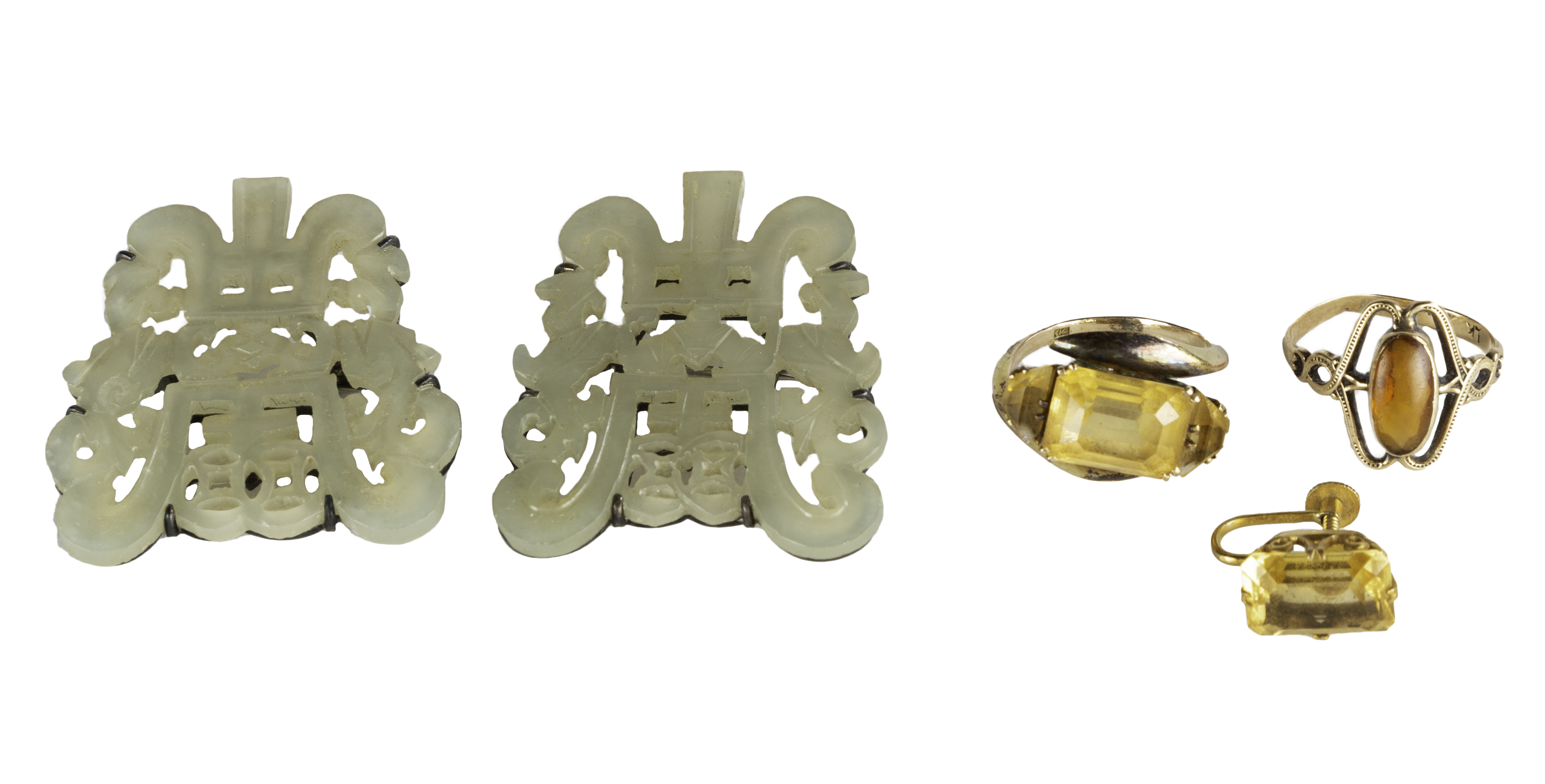 14K GOLD RINGS JADEITE PINS 14K Gold Rings Jadeite Pins