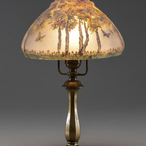 Pairpoint American Early 20th Century Reverse Painted Boudoir Table Lamp