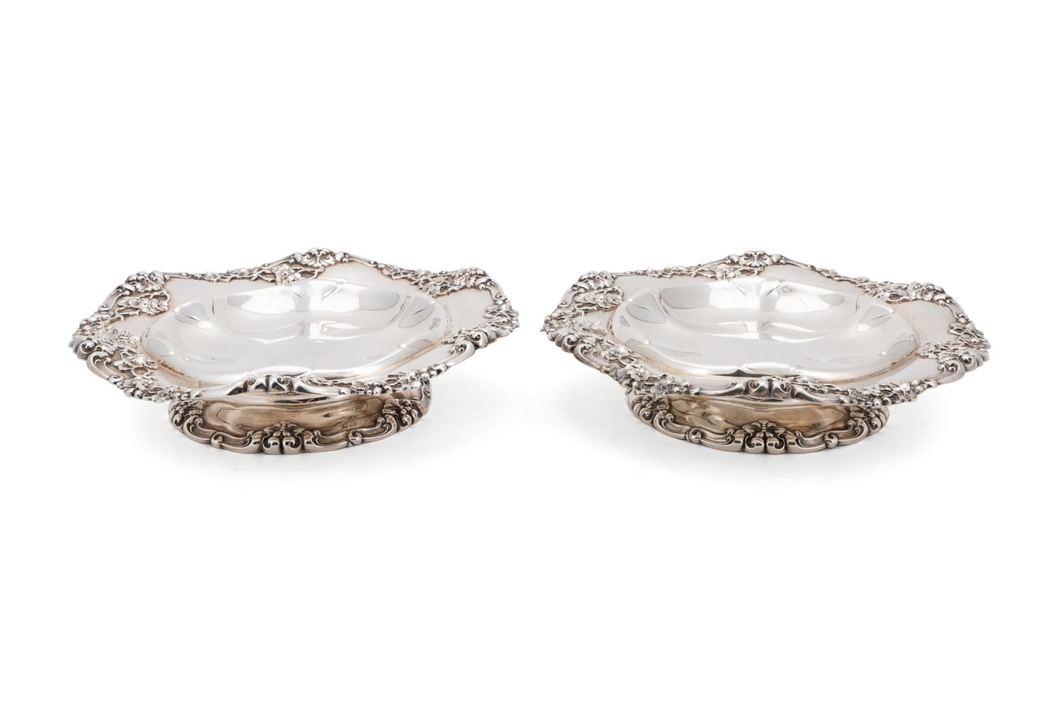 PAIR GORHAM STERLING FOOTED FRUIT BOWLS 1901 Pair of Gorham