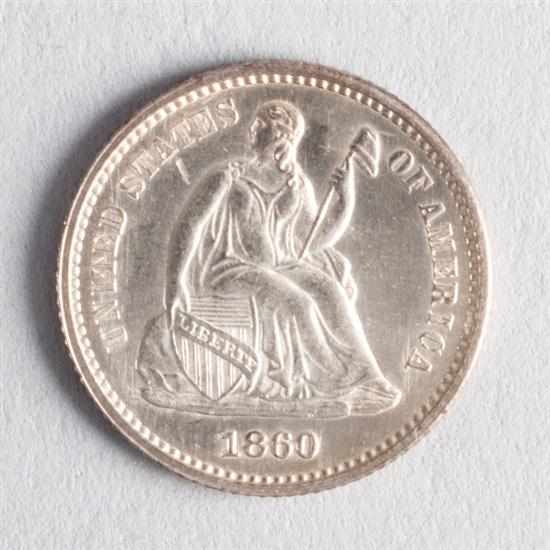 United States Seated Liberty silver half dime 1860 MS 60