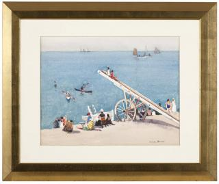 Julius M Delbos 1879 Diving Board France Etretat Figures on