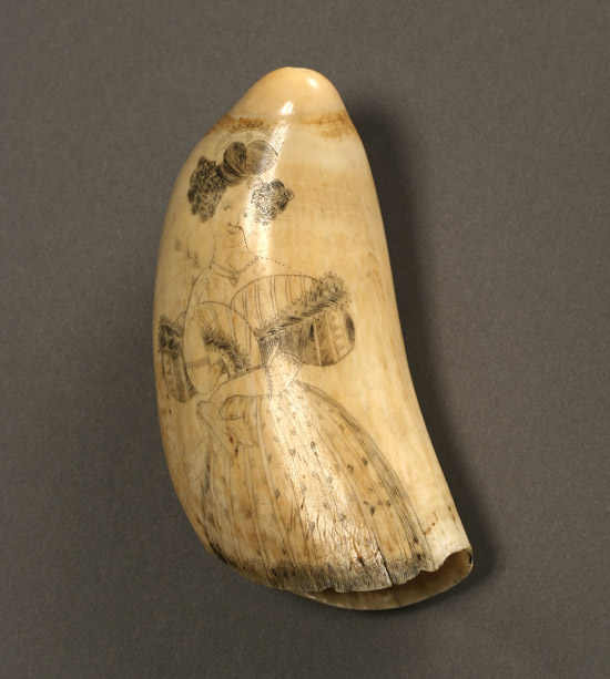 American Scrimshawed Whale Tooth 19th Century Decorated on both sides