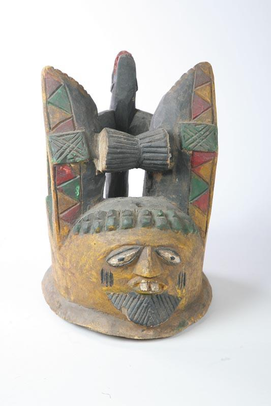 HELMET MASK African early 20th century carved wood Painted mask