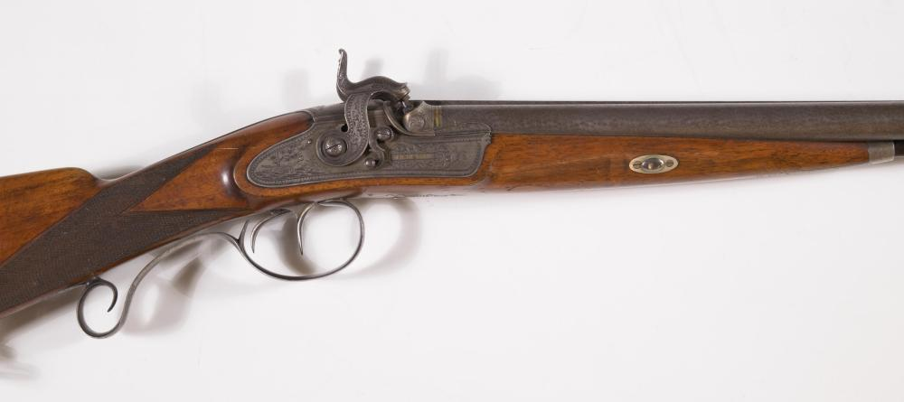 ANTIQUE M A GMEINER SXS PERCUSSION SHOTGUN 16 gauge 32