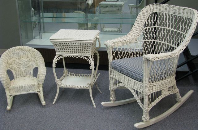 Vintage cream white wicker rocking chair vintage white wicker sewing