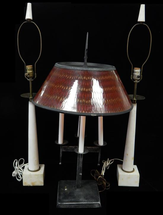 Three modern lamps pair of white marble lamps tapered column