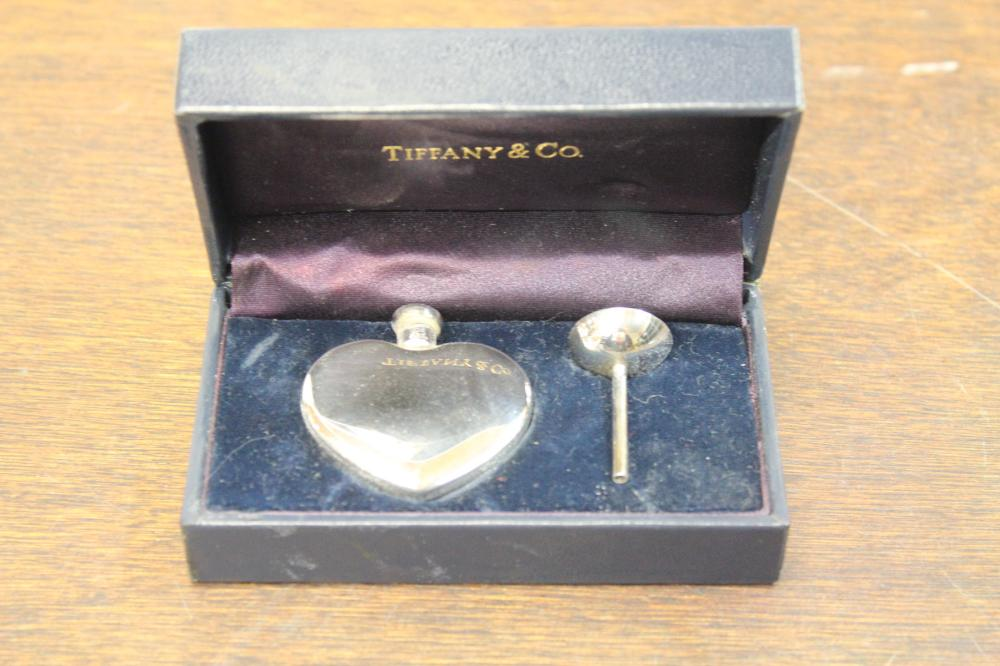 TIFFANY CO STERLING SILVER PERFUME FLACON AND FUNNEL in original