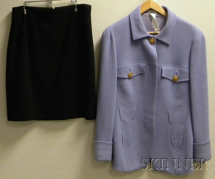 Two Woman s Gianni Versace Wool Items a periwinkle jacket