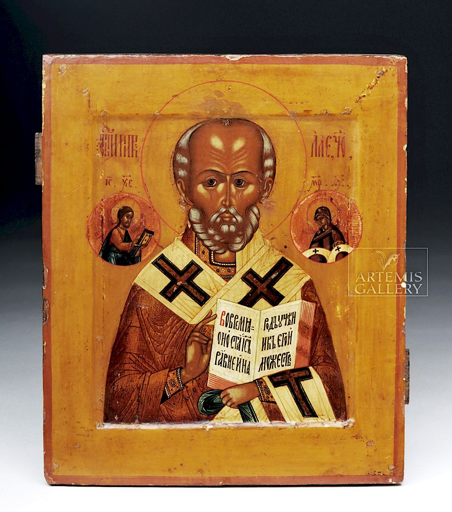19th C Russian Icon St Nicholas Eastern Europe Russia ca