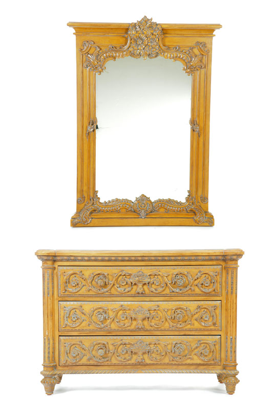 ITALIAN STYLE CHEST OF DRAWERS WITH MIRROR Twentieth century softwood