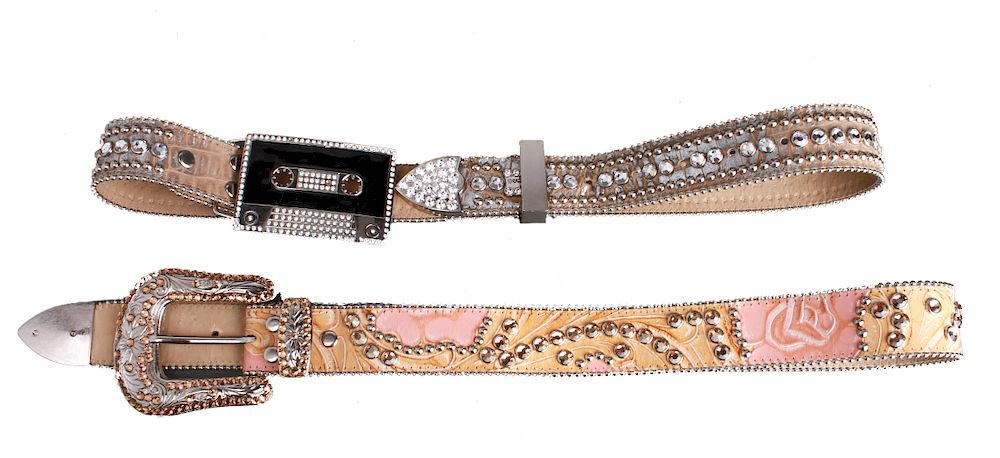 B B Simon Swarovski Leather Ladies Belts 2 Two B
