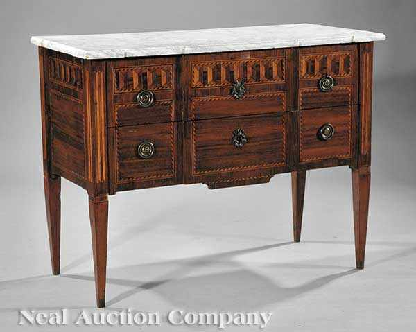 An Italian Neoclassical Inlaid Commode early 19th c marble top