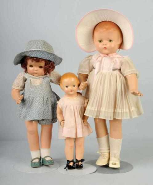 Lot of 3 Effanbee Composition Dolls Description Baby Dainty with