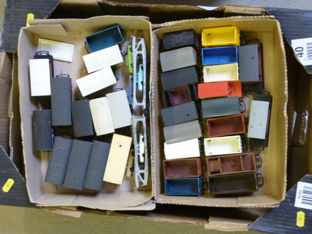 A quantity of playworn goods wagons including coal trucks box