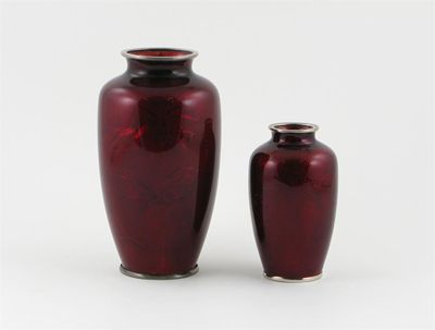 Two Japanese gin barrie cloisonn vases both decorated with small