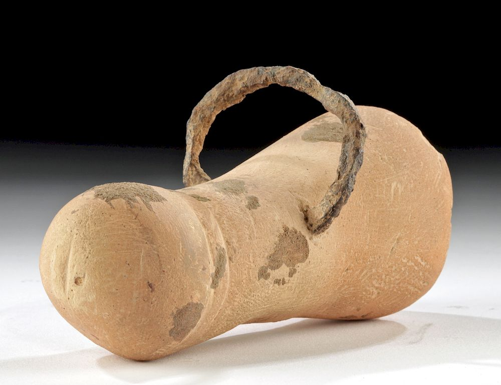 Roman Pottery Phallus Pendant w Iron Ring Roman Imperial Period