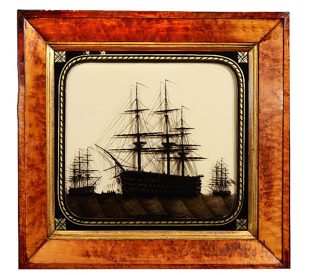 A REVERSE PAINTED SILHOUETTE picture of H M S Foudroyant