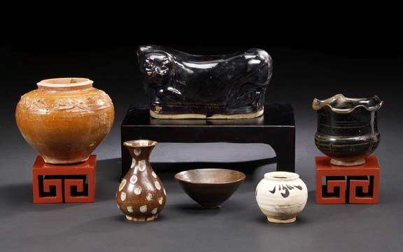 Small Chinese Glazed Pottery Bottle Vase Song dynasty 960 1279