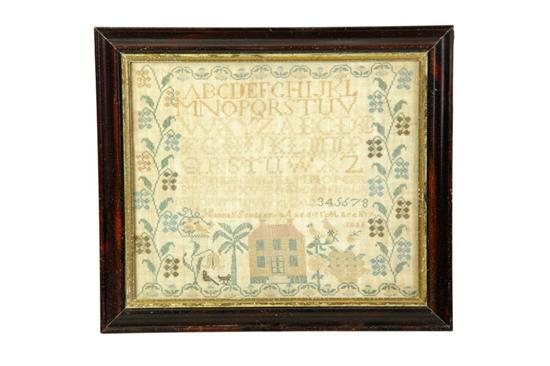 FINE OHIO SAMPLER Hannah Scudder Piqua Miami County 1836 silk
