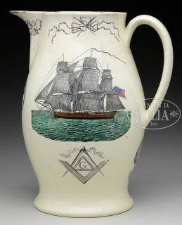 MASONIC LIVERPOOL JUG Jug features a Masonic transfer on one