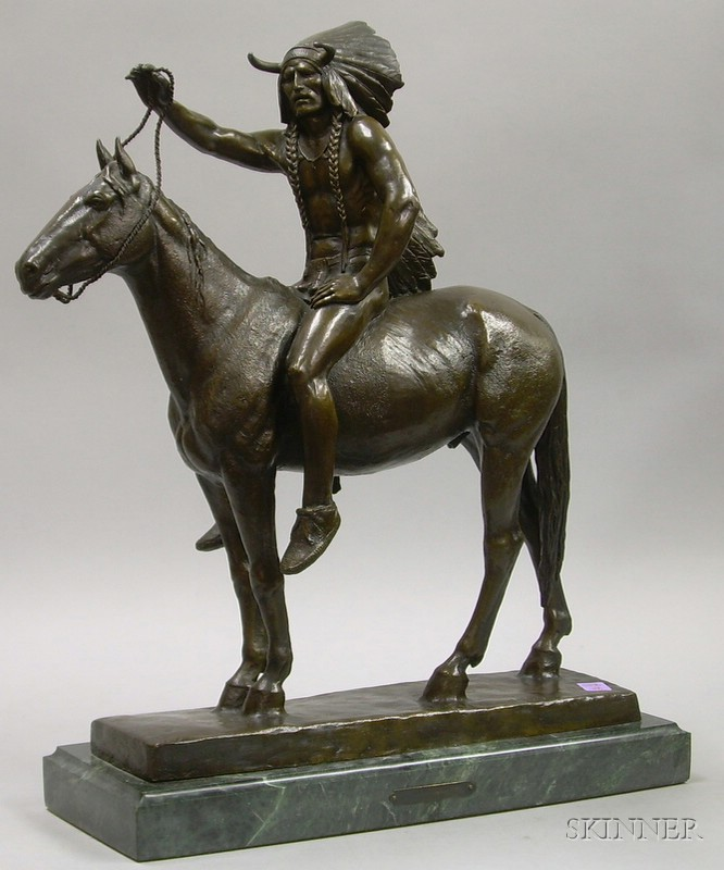 After Cyrus E Dallin Bronze Sculpture Medicine Man on a