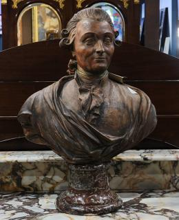 French terrocotta bust third quarter 18th century style of Jean