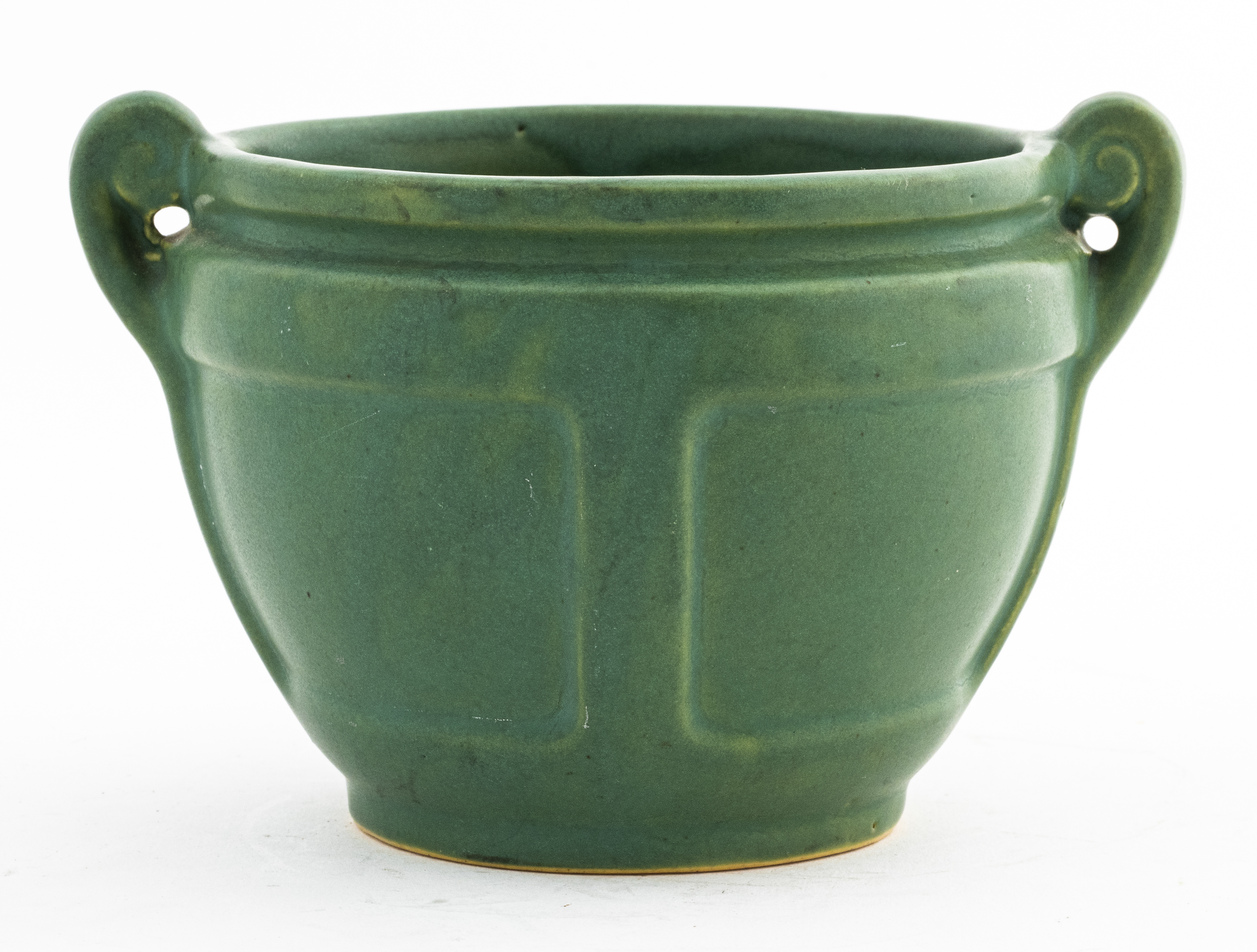ARTS CRAFTS SMALL GREEN POTTERY VASE American Arts and Crafts