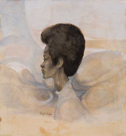 TOM FEELINGS 1933 2003 Profile of a Woman Mixed media