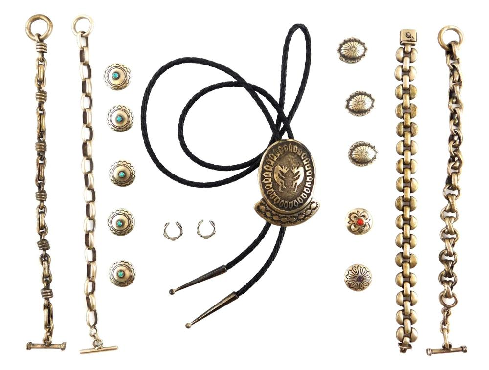Silver accessories seventeen pieces including one by Navaho artist Jim