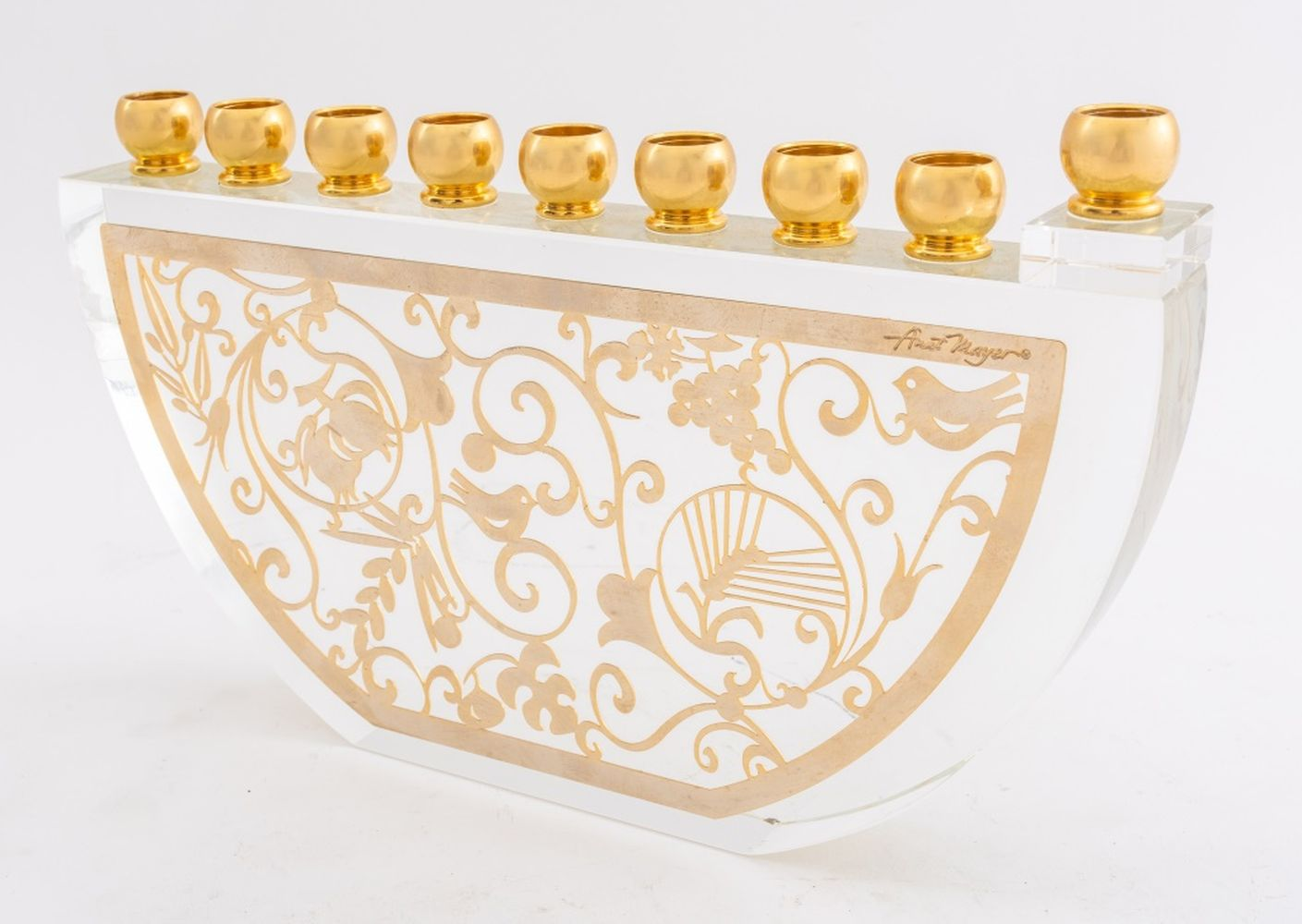 ANAT MAYER GOLD PLATED CRYSTAL MENORAH Anat Mayer gold plated