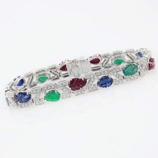 4 56 Carat Carved Emerald 3 57 Carat Carved Sapphire