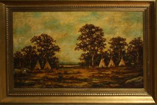 Ralph Albert Blakelock American 1847 1919 Indian encampment with tipis