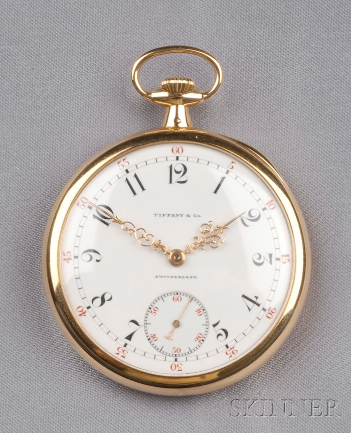 18kt Gold Open Face Pocket Watch Tiffany Co Patek Philippe