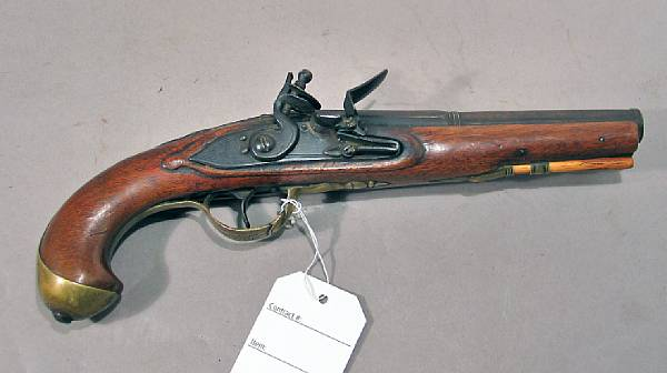 A brass mounted continental flintlock pistolcirca 1800 The 6 5